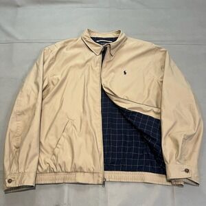 Polo Ralph Lauren Men Tan Harrington Jacket Over Coat Zip Pony 2XL Quite Luxury